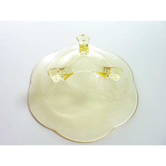 Vintage Lancaster Jubilee yellow Glass Candy dish, footed - Picture 5 of 5
